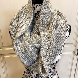 J. Crew Grey and White Chunky Knit Infinity Scarf